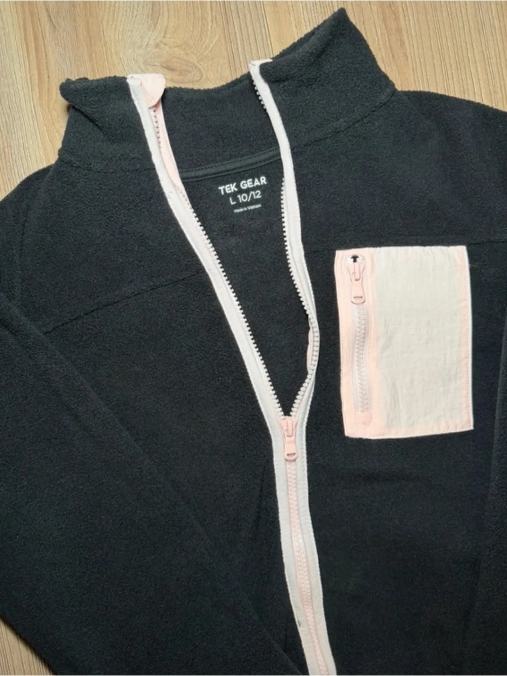 tek gear Black Fleece Jacket with Light Pink Trim